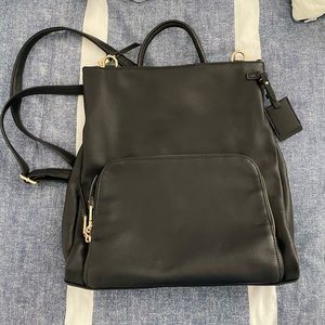 Purse Backback Black Leather Look Adjustable Straps